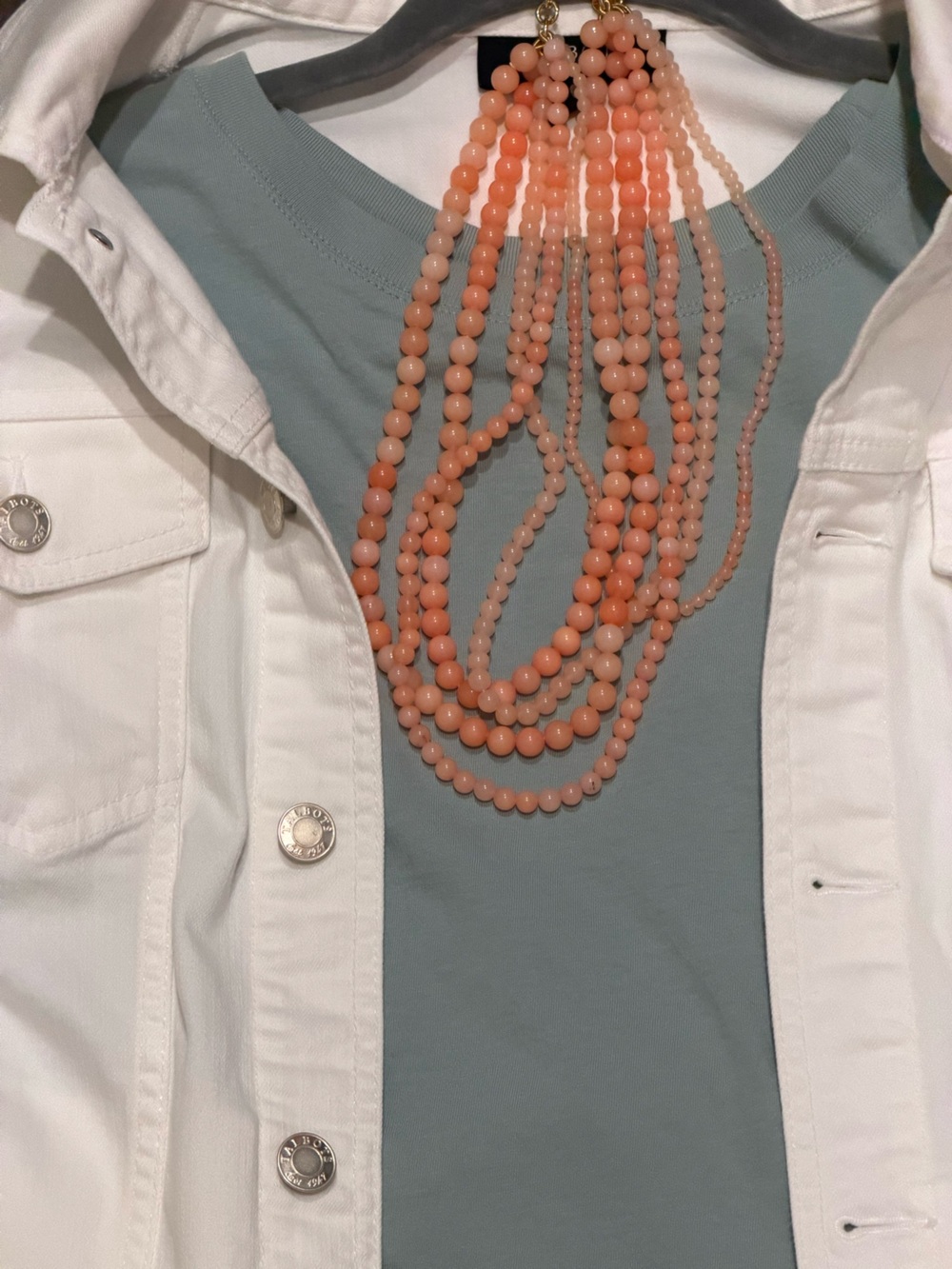 INC International Concepts Coral-Peach Multi-Strand Bead Necklace